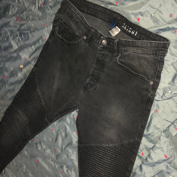 black h&m biker jeans
